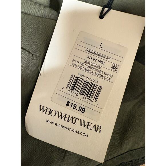 NWT WHOWHATWEAR Olive Green silky camisole with lace edging  Size Large - Picture 3 of 8